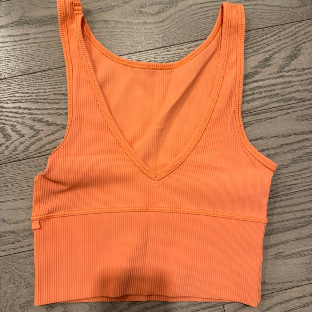 Lululemon Athletica Vibrant Orange V-Neck Crop Top